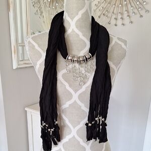 Elegant Black and Silver Women's Scarf